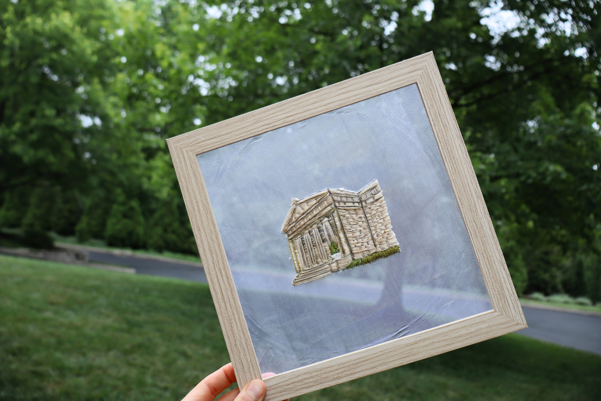 floating embroidery art | cincinnati art museum | hand-stitched