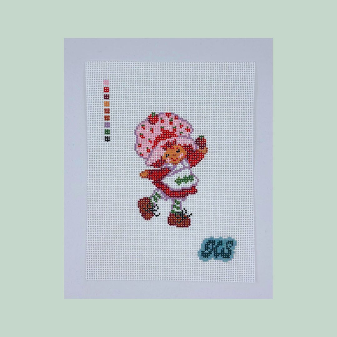 strawberry shortcake hand-painted needlepoint canvas