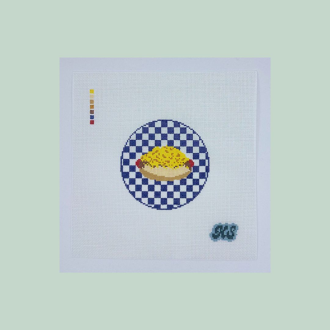 checkered coney hand-painted needlepoint canvas