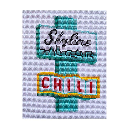 vintage sign (skyline chili) - needlepoint canvas - 18-mesh