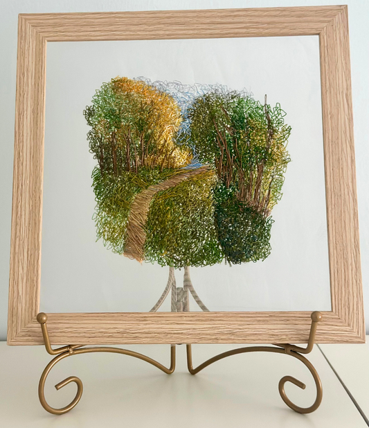 floating embroidery art | walk in the woods | hand-stitched