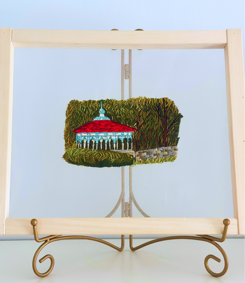 floating embroidery art | eden park gazebo | hand-stitched