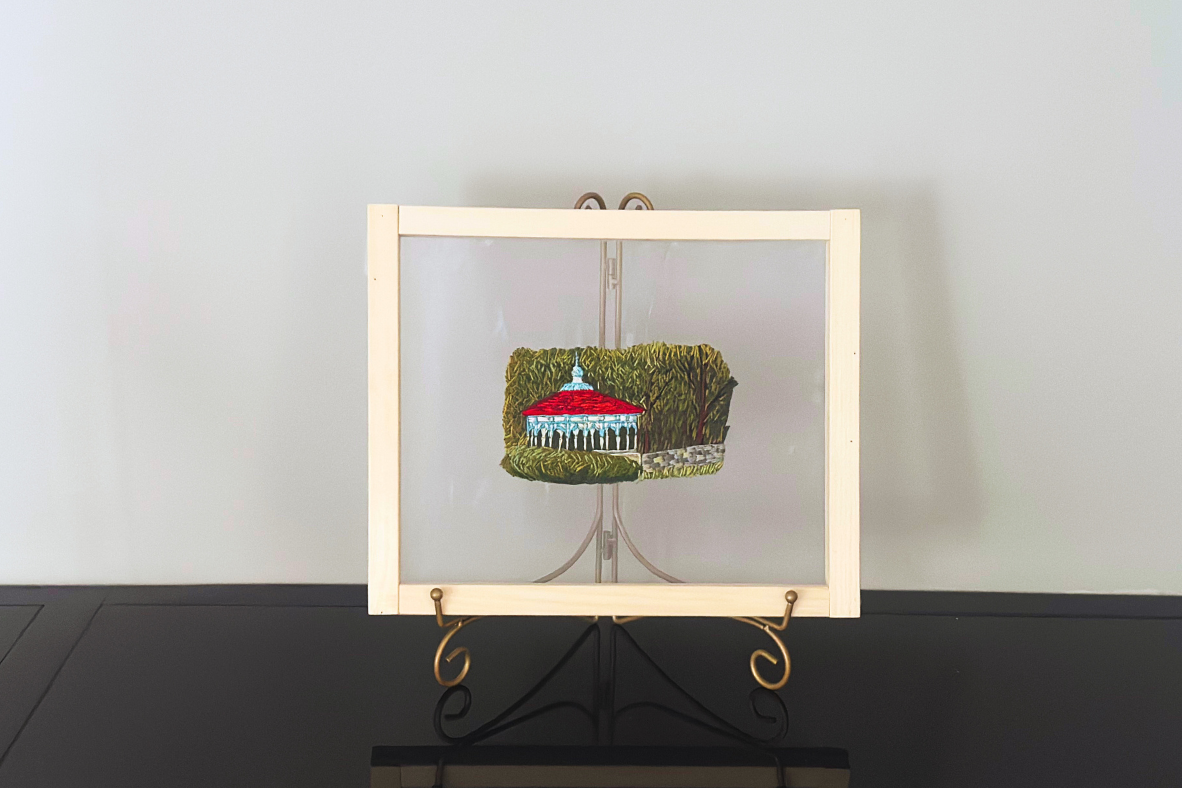 floating embroidery art | eden park gazebo | hand-stitched