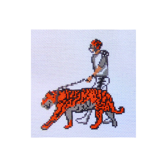 joey b and his bengal tiger - needlepoint canvas - 18-mesh