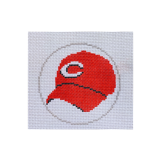 baseball cap (cincy reds) - needlepoint canvas - 13-mesh