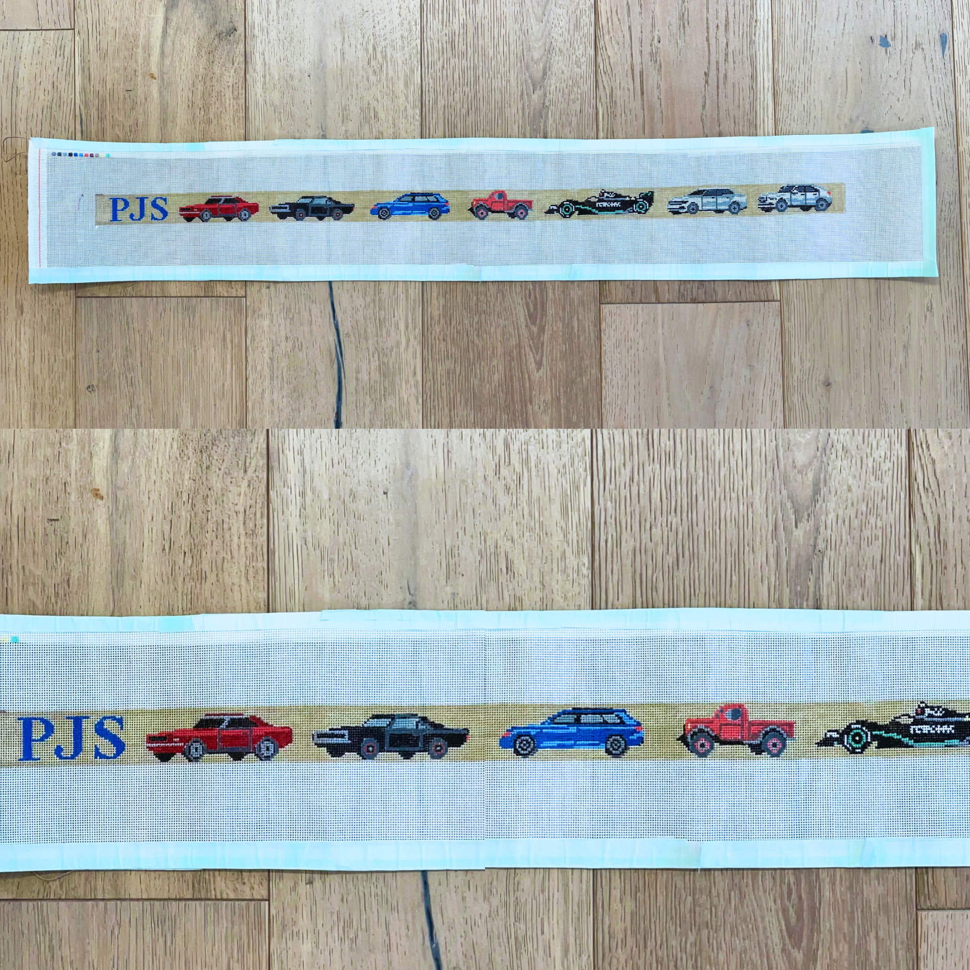 custom hand-painted needlepoint belt and cummerbund canvases