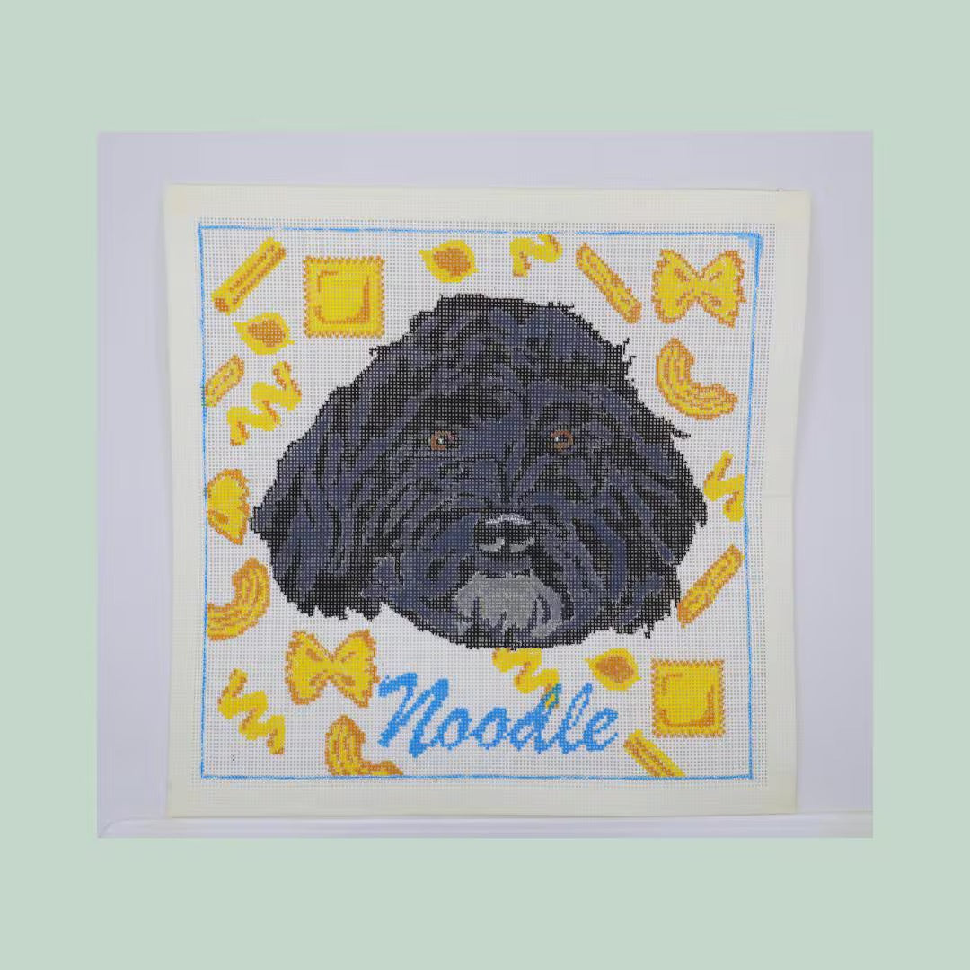custom hand-painted needlepoint pet portrait canvas